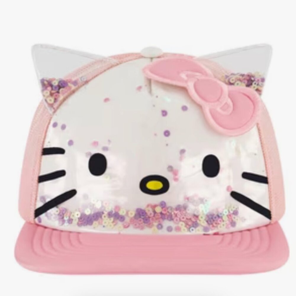 Sanrio Hello Kitty Trucker Hat with Confetti filled ears BNWT